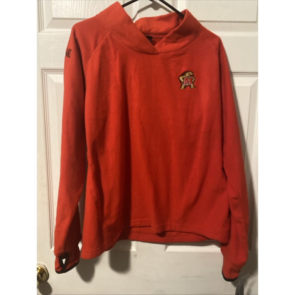 Ladies Maryland Terrapin Red Pullover w/ Testudo Mascot Thumbhole - Sz XL